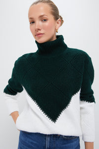 Green & Cream Diamond Demi Turtleneck