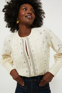 Cream Lainey Eyelet Longsleeve Top