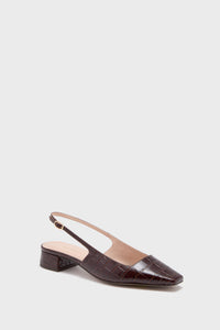 Brown Croc Hollis Slingback Flats