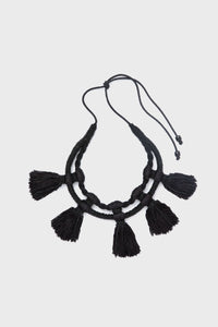 Black Silk Fringe Nightingale Necklace