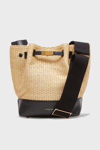 Warm Raffia and Black New York Bucket Bag